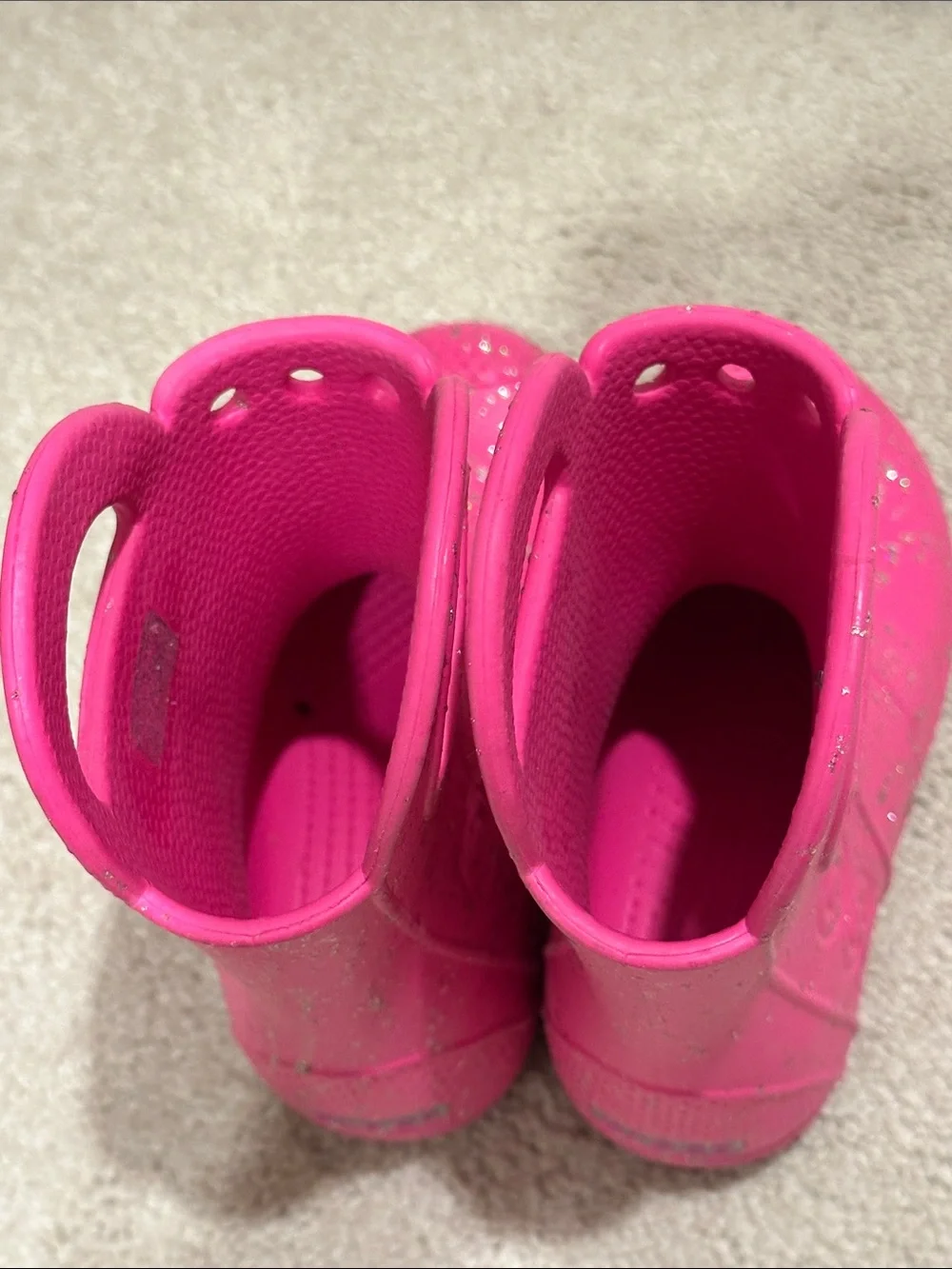 CROCS Kids Hot Pink Glitter Waterproof Pull-On Boots